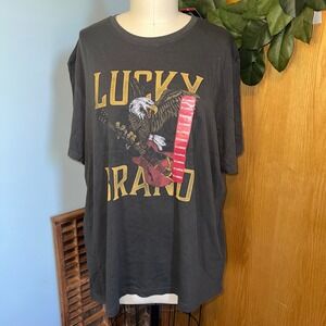 Lucky Brand XL Gray‎ Graphic Tee Eagle Guitar Short Sleeve T-Shirt